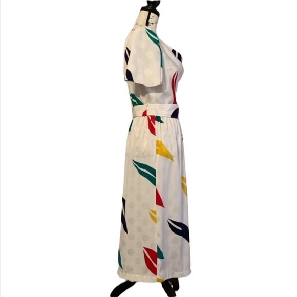 Vintage 80s Leslie Fay Polka Dot Dress - Picture 6 of 10